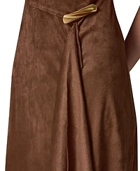 Donna Karan New York Women's Cap-Sleeve Suede Midi Dress