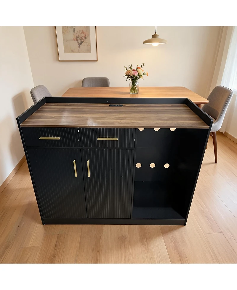 gaomon Coffee Bar Cabinet with Fridge Space, Mini Drawers and Adjustable Shelf, Home