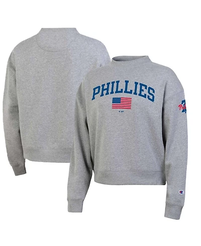 Champion Women's Heather Gray Philadelphia Phillies Americana Triumph Fleece Tri-Blend Sweatshirt