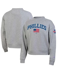Champion Women's Heather Gray Philadelphia Phillies Americana Triumph Fleece Tri-Blend Sweatshirt