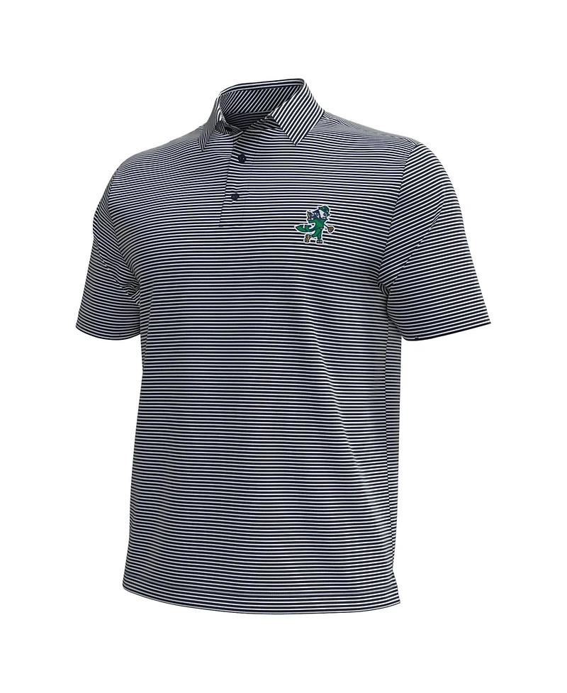 Under Armour Men's Navy/White Notre Dame Fighting Irish Golf Leprechaun Aura Stripe Polo Shirt