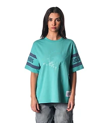 The Wild Collective Women's Aqua Miami Dolphins Drop Shoulder T-Shirt