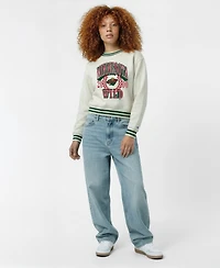 Champion Women's Cream Minnesota Wild Bold Laurels Reverse Weave Yarn Crewneck Sweatshirt