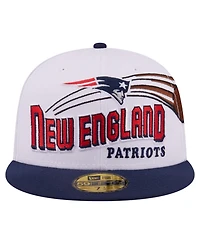 New Era Men's White/Navy England Patriots Retro Swoop 59FIFTY Fitted Hat