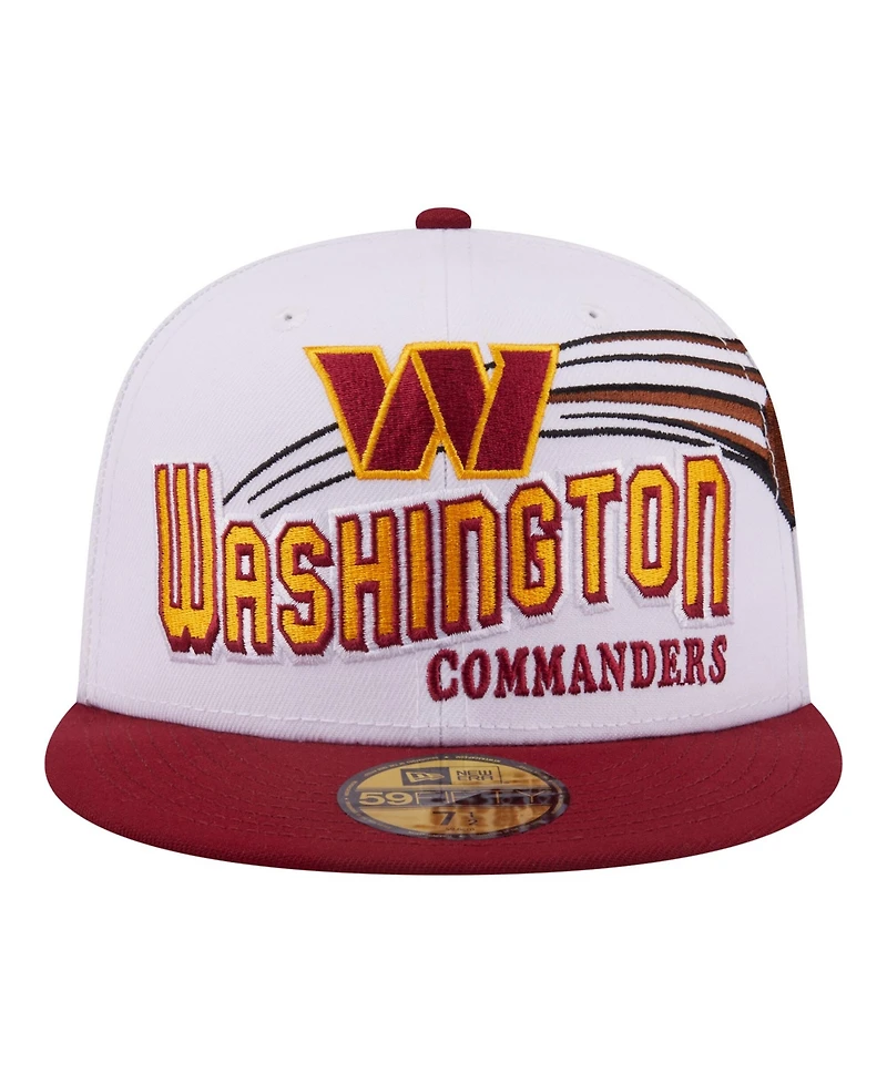 New Era Men's White/Burgundy Washington Commanders Retro Swoop 59FIFTY Fitted Hat