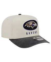 New Era Men's Cream/Black Baltimore Ravens Washed A-Frame 9FIFTY Snapback Hat
