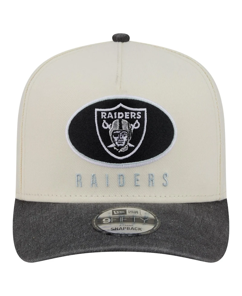 New Era Men's Cream/Black Las Vegas Raiders Washed A-Frame 9FIFTY Snapback Hat