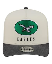 New Era Men's Cream/Black Philadelphia Eagles Washed A-Frame 9FIFTY Snapback Hat