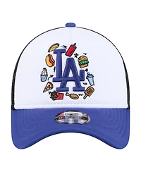 New Era Big Boys and Girls White/Royal Los Angeles Dodgers Food A-Frame 9FORTY Trucker Adjustable Hat