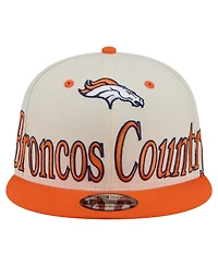 New Era Men's Cream Denver Broncos Oversized Slogan 9FIFTY Snapback Hat
