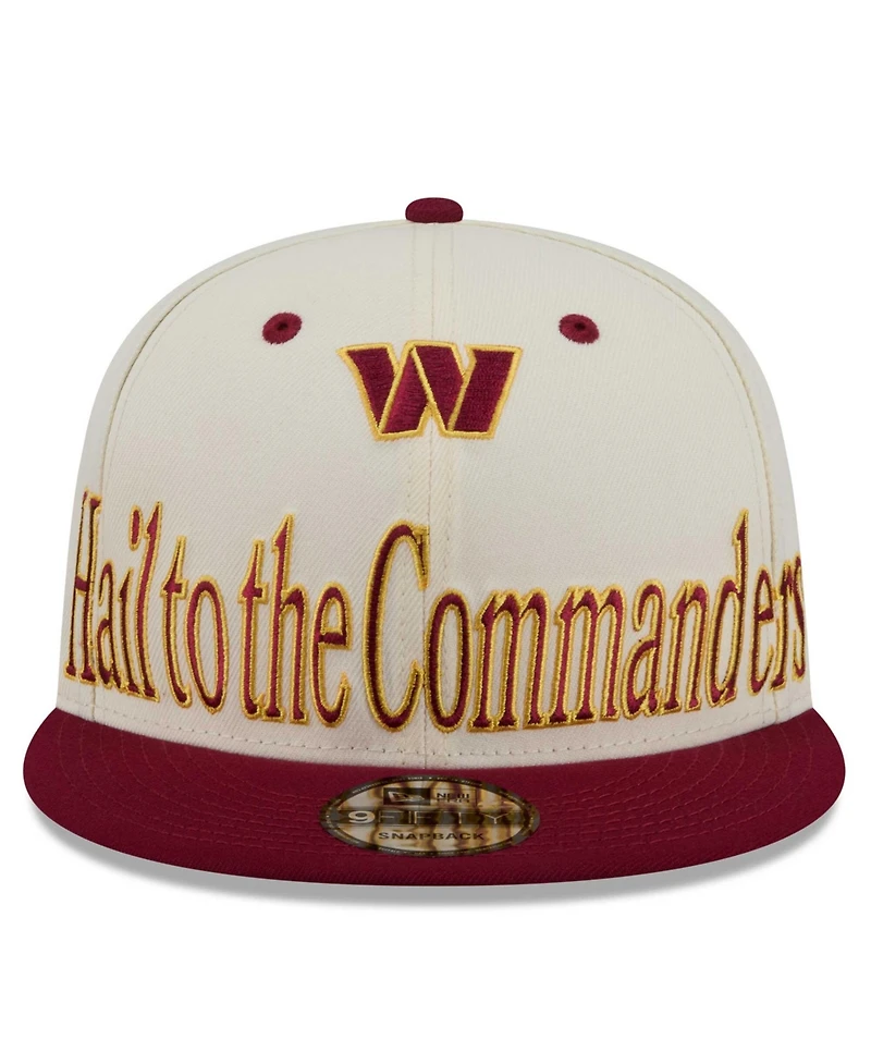 New Era Men's Cream Washington Commanders Oversized Slogan 9FIFTY Snapback Hat