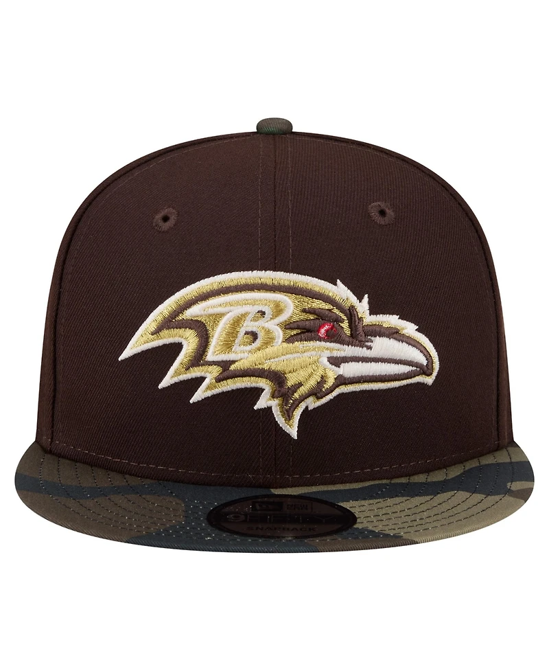 New Era Men's Dark Brown Baltimore Ravens Burnt Wood Camo 9FIFTY Snapback Hat