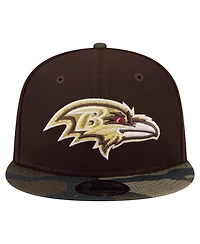 New Era Men's Dark Brown Baltimore Ravens Burnt Wood Camo 9FIFTY Snapback Hat