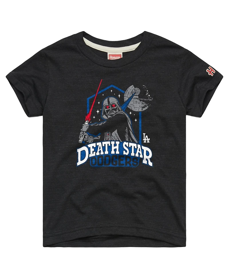 Homage Big Boys and Girls Charcoal Los Angeles Dodgers Star Wars x Mlb Dark Side T-Shirt