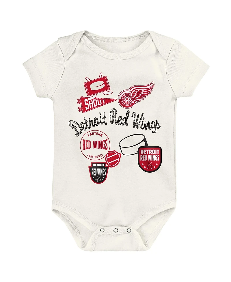 Outerstuff Baby Boys and Girls 3- Pack Detroit Red Wings Littlest Player Bodysuit Set