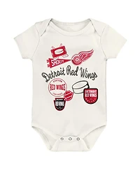 Outerstuff Baby Boys and Girls 3- Pack Detroit Red Wings Littlest Player Bodysuit Set