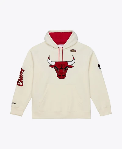 Mitchell & Ness Men's Cream Chicago Bulls Hardwood Classics Chainstitch Premium Fleece Hoodie