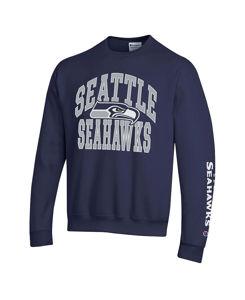 Champion Men's College Navy Seattle Seahawks Powerblend Fleece Sweatshirt