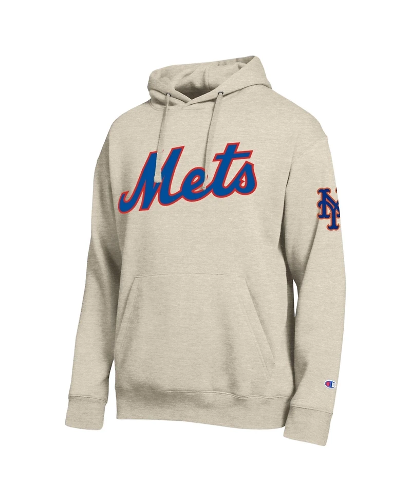 Champion Men's Oatmeal New York Mets All Star Chenille Patch Hoodie