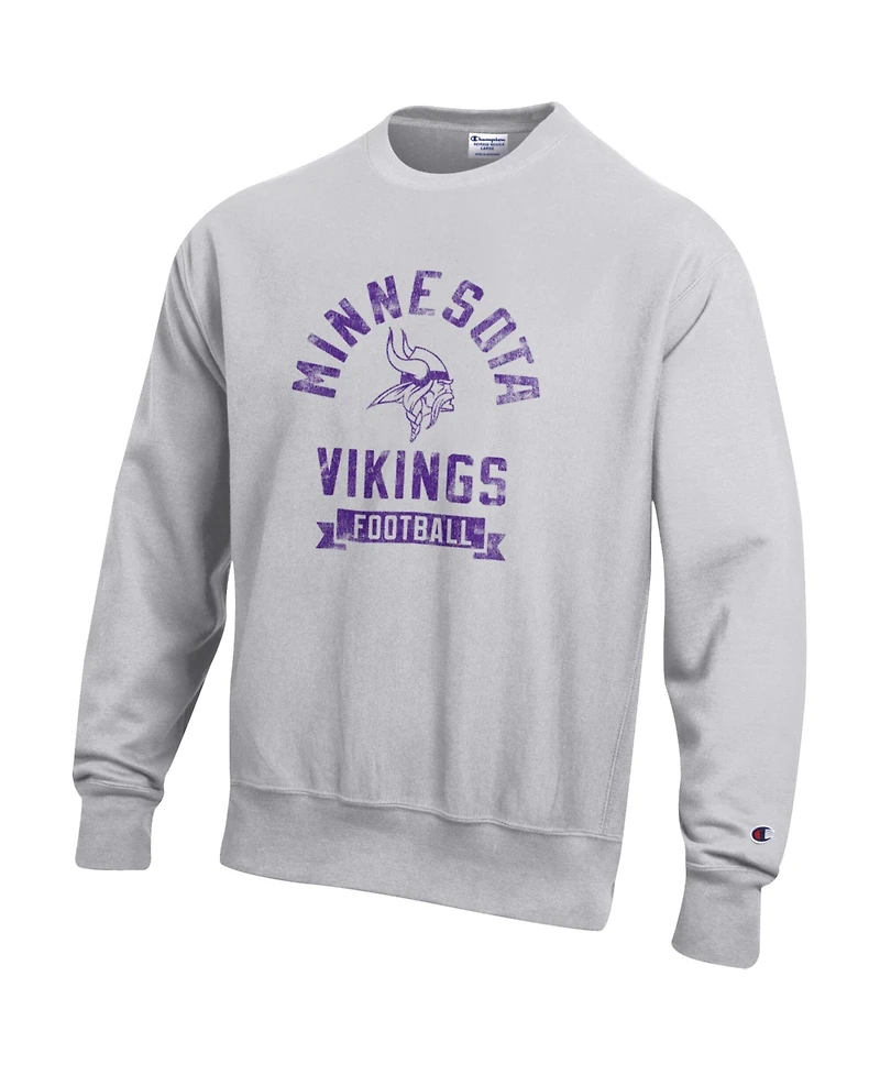 Champion Men's Heather Gray Minnesota Vikings Reverse Weave Fleece Pullover Sweatshirt