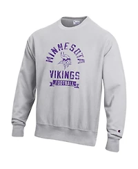 Champion Men's Heather Gray Minnesota Vikings Reverse Weave Fleece Pullover Sweatshirt