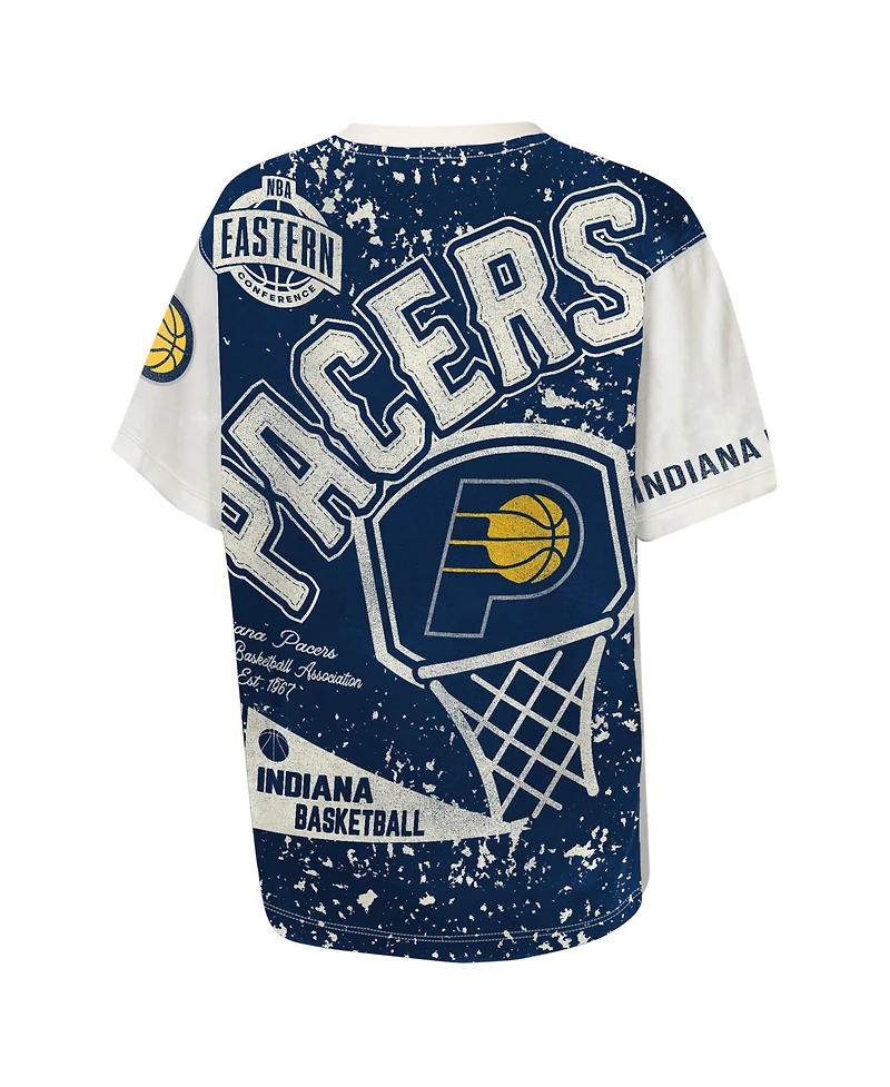 Outerstuff Big Boys and Girls Cream Indiana Pacers Top Player All-Over-Print T-Shirt