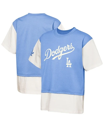 Outerstuff Big Boys and Girls Royal/Cream Los Angeles Dodgers Ultimate Pastels Premium Double Run T-Shirt