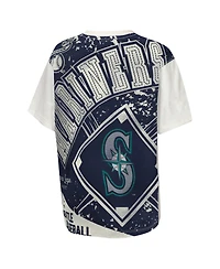 Outerstuff Big Boys and Girls Cream Seattle Mariners League Top Player Bold All-Over-Print T-Shirt