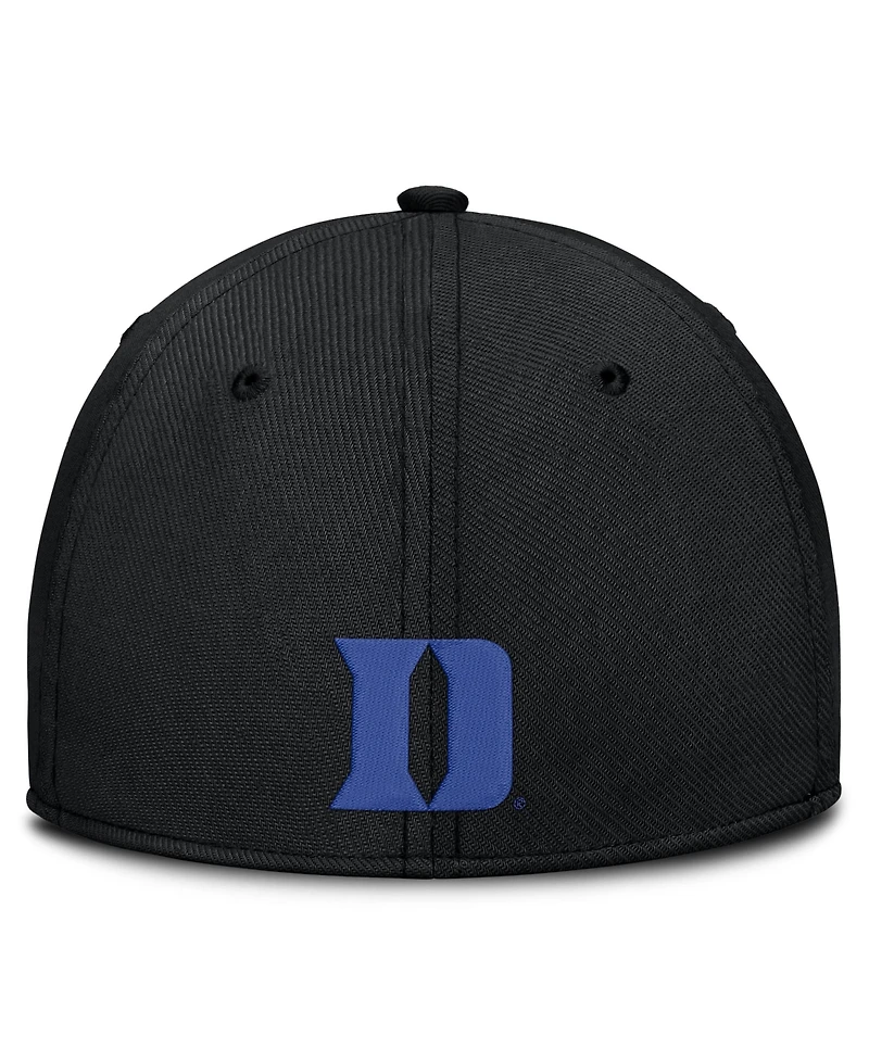 Nike Men's Black Duke Blue Devils Game Day Rise Swooshflex Hat