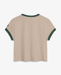 Nike Women's Cream Green Bay Packers Rewind Ringer Mod Cropped T-Shirt