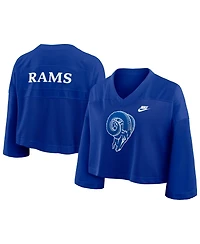 Nike Women's Royal Los Angeles Rams Rewind Cropped Mesh Dri-fit Fashion Jersey