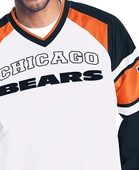 Starter Men's White Chicago Bears Infield Play Raglan V-Neck Pullover Jacket