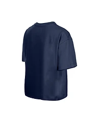 New Era Women's Navy Los Angeles Dodgers City Connect Glitter Gel Cropped T-Shirt