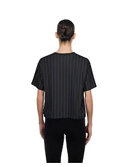 New Era Women's Black Tampa Bay Rays City Connect Throwback Meshback Pinstripe Boxy T-Shirt