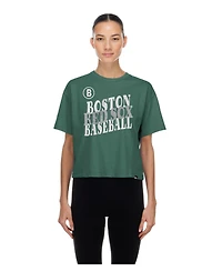New Era Women's Green Boston Red Sox City Connect Glitter Gel Cropped T-Shirt