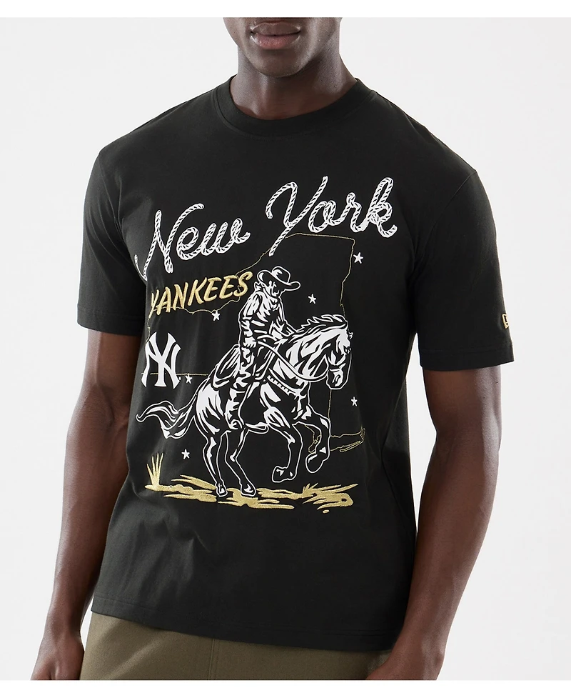 New Era Men's Black York Yankees Injection Lifestyle Urban Ranchwear T-Shirt
