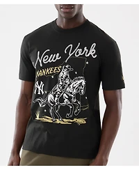 New Era Men's Black York Yankees Injection Lifestyle Urban Ranchwear T-Shirt