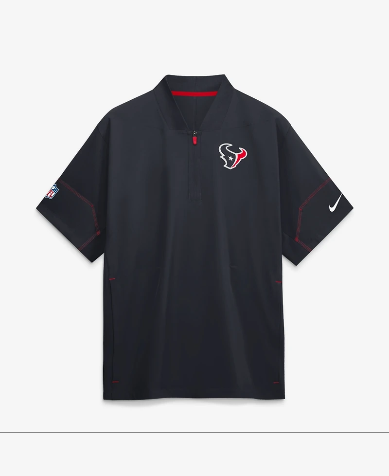 Nike Men's Navy Houston Texans Sideline Short Sleeve Quarter-Zip Coaches Jacket