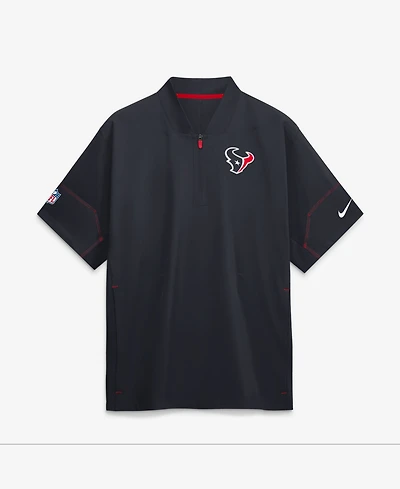 Nike Men's Navy Houston Texans Sideline Short Sleeve Quarter-Zip Coaches Jacket