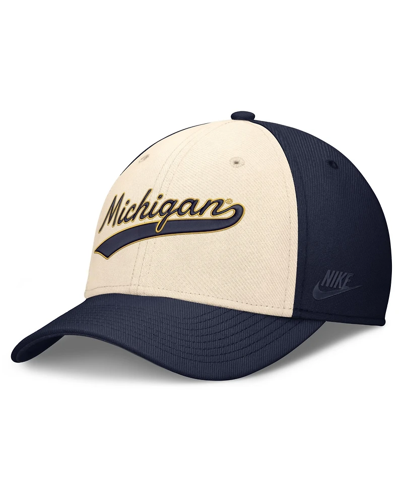 Nike Men's Natural/Navy Michigan Wolverines Legacy Swooshflex Dri-fit Hat