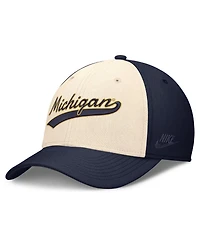 Nike Men's Natural/Navy Michigan Wolverines Legacy Swooshflex Dri-fit Hat