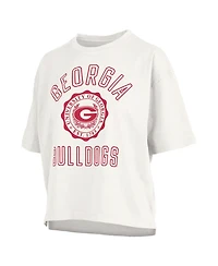 Pressbox Women's White Georgia Bulldogs Motley Crew Bishop Waist Length Oversized Slub T-Shirt