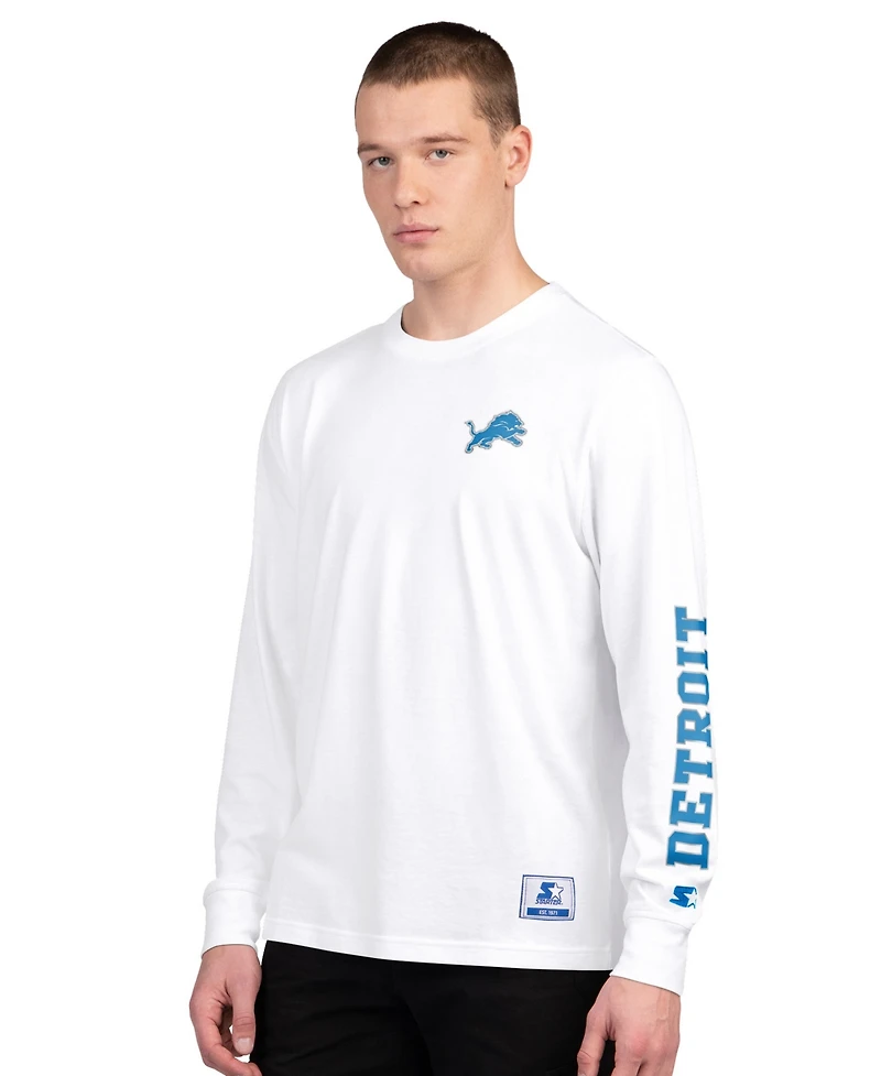 Starter Men's Blue/White Detroit Lions Short Sleeve Long T-Shirt