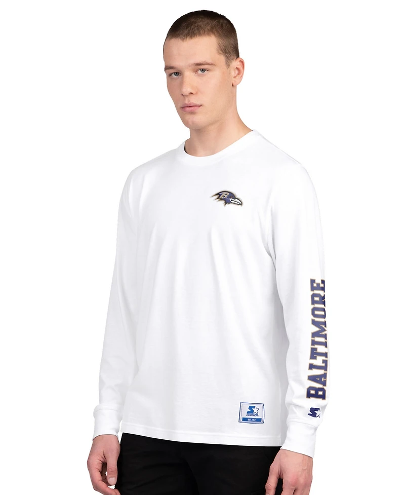 Starter Men's Purple/White Baltimore Ravens Short Sleeve Long T-Shirt