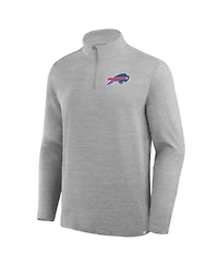 Fanatics Men's Heather Gray Buffalo Bills Clutch Quarter-Zip Pullover Sweatshirt