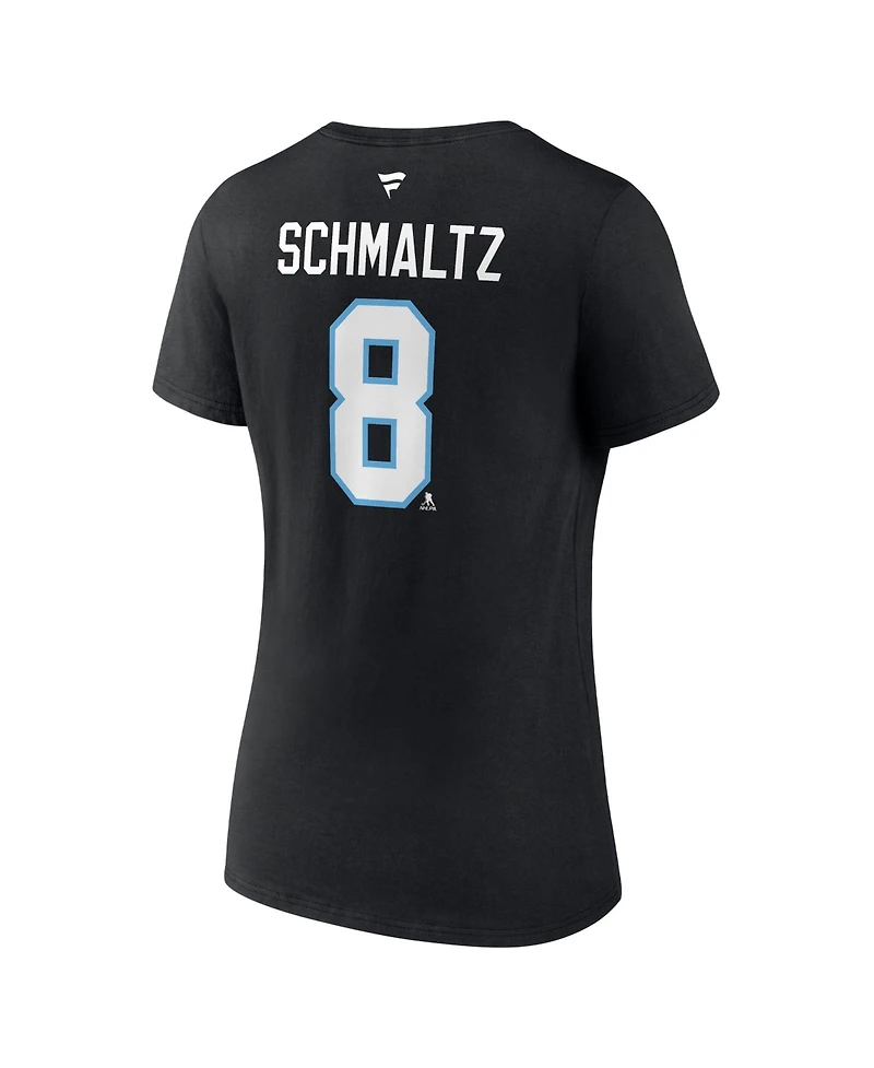 Fanatics Women's Nick Schmaltz Black Utah Mammoth Authentic Stack Name Number V-Neck T-Shirt