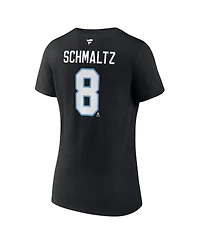 Fanatics Women's Nick Schmaltz Black Utah Mammoth Authentic Stack Name Number V-Neck T-Shirt
