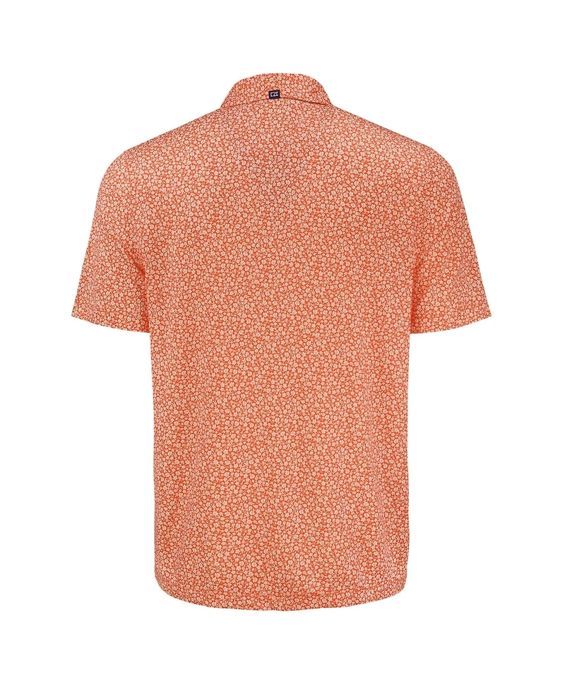 Cutter & Buck Men's Orange Cincinnati Bengals Pike Eco Flora Print Polo Shirt