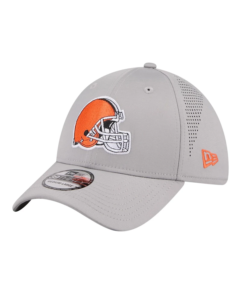New Era Men's Gray Cleveland Browns Perforated 39THIRTY Flex Hat