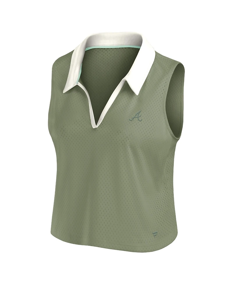 Fanatics Women's Olive Atlanta Braves Studio Wellness V-Neck Tank Top